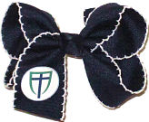 Medium St James (Baton Rouge) Navy with White Moonstitch and Navy Knot Bow